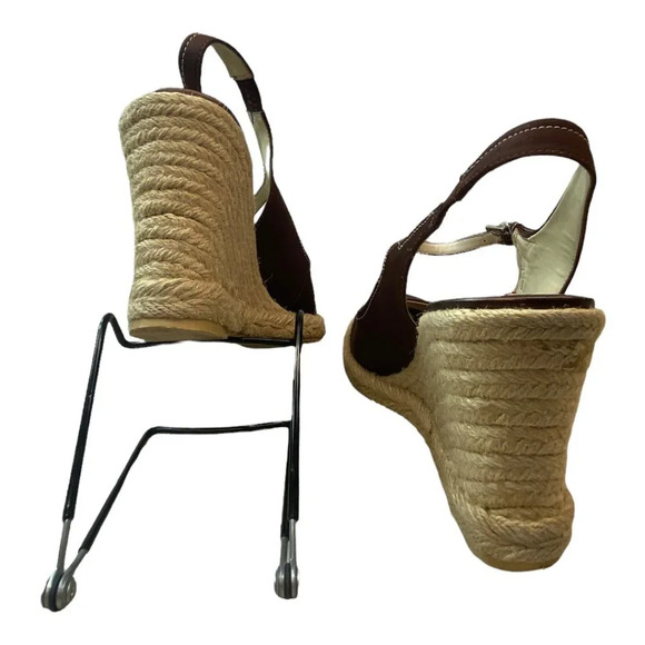 Franco Sarto Brown Straw Wedge Heel Women's‎ Shoes - Picture 3 of 4